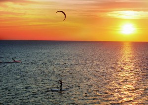 sunset kite paddle